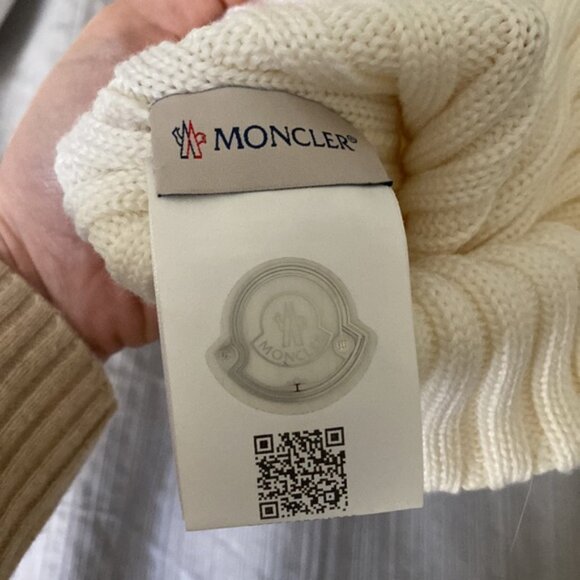 Moncler white beanie